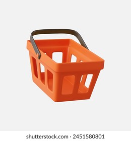 3d realistic shopping cart. Empty shopping basket. 3D Rendering. Vector illustration