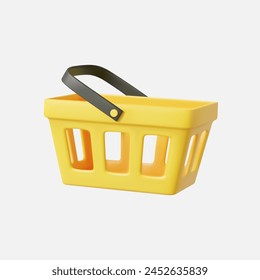 3d realistic shopping cart. Empty shopping basket. 3D Rendering. Vector illustration