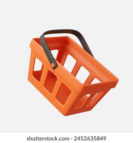 3d realistic shopping cart. Empty shopping basket. 3D Rendering. Vector illustration