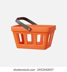 3d realistic shopping cart. Empty shopping basket. 3D Rendering. Vector illustration