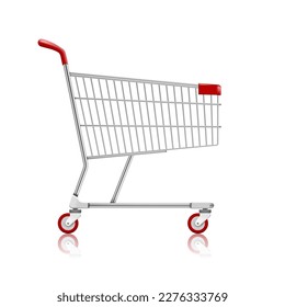 3D Realistic Shopping Cart With Red Items. EPS10 Vector