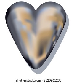 3D Realistic Silver Heart Decorative Balloon Illustration