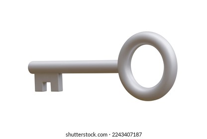 3 d llave de plata realista aislada en fondo blanco. Ilustración del vector