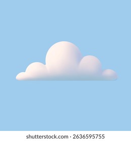 3d realistic simple clouds isolated on blue background. Render soft round cartoon fluffy clouds icon in the sky. Vector illustration