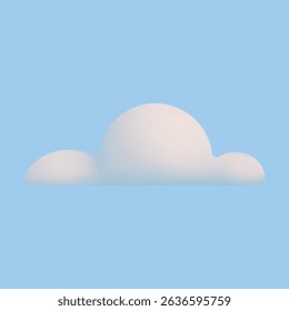 3d realistic simple clouds isolated on blue background. Render soft round cartoon fluffy clouds icon in the sky. Vector illustration