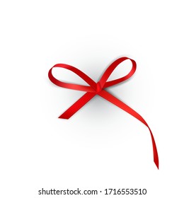 3D Realistic Small Red Bow With Shadow. EPS10 Vector