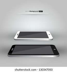 3D Realistic Smart Phone Template (White and Black Variation) | EPS10 Vector Design Illustration