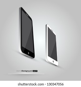Plantilla de teléfono inteligente realista 3D (variación en blanco y negro) | Ilustración de diseño de vectores EPS10