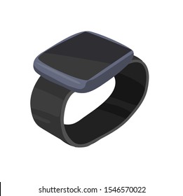 3D realistic smart watches in black color on white background