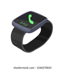 3D realistic smart watches with call from dad on white background