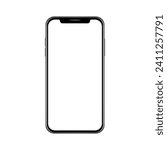 3D Realistic Smartphone Device Mockup Template. Modern UI UX Mobile Phone Blank White Screen Vector Illustration