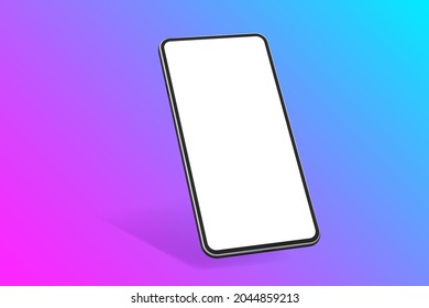 3D Pantalla en blanco de paro de smartphone realista. plantilla de presentación de UI UX. Marco de teléfono móvil, posición girada