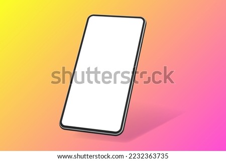 3D Realistic smartphone mockup blank display. UI UX presentation template. Cellphone frame, rotated position