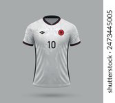 3d realistic soccer away jersey Albania national team, shirt template for football kit 2024
