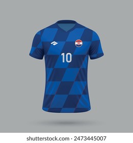 Camiseta de fútbol 3d realista fuera de la selección de Croacia, Plantilla de la camisa para el equipo de fútbol 2024