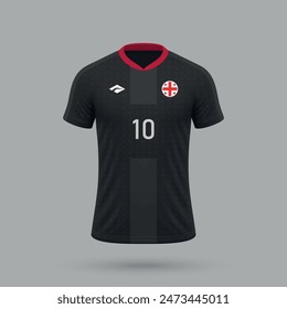 3d realistic soccer away jersey Georgia national team, shirt template for football kit 2024