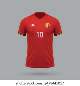 Camiseta de fútbol 3d realista de Rumania, Plantilla de camiseta para el kit de fútbol 2024