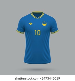 3d realistic soccer away jersey Ukraine national team, shirt template for football kit 2024