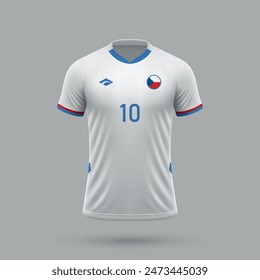 3d realistic soccer away jersey Czech Republic national team, shirt template for football kit 2024