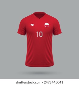 3d realistic soccer away jersey Poland national team, shirt template for football kit 2024