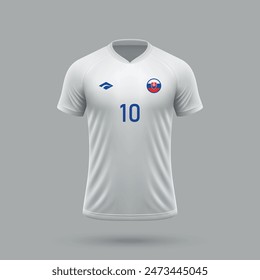 3d realista camiseta de fútbol fuera de Eslovaquia equipo nacional, Plantilla de la camisa para el equipo de fútbol 2024