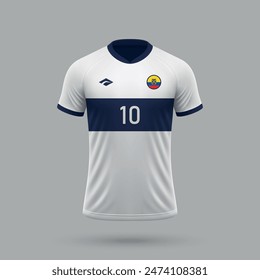 3d realistic soccer away jersey Ecuador national team, shirt template for football kit 2024