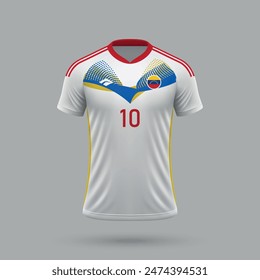 3d realistic soccer away jersey Venezuela national team, shirt template for football kit 2024