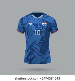 3d realistic soccer away jersey Paraguay national team, shirt template for football kit 2024