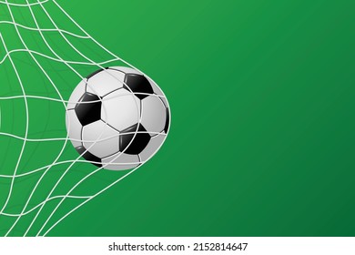 3d realistic soccer ball in goal net. Football background for banner template
