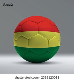 3d realistic soccer ball iwith flag of Bolivia on studio background, Football banner template