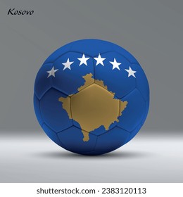 3d realistic soccer ball iwith flag of Kosovo on studio background, Football banner template