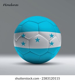 3d realistic soccer ball iwith flag of Honduras on studio background, Football banner template