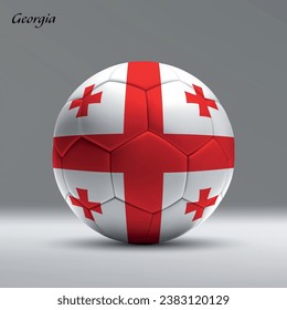 3d realistic soccer ball iwith flag of Georgia on studio background, Football banner template