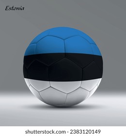 3d realistic soccer ball iwith flag of Estonia on studio background, Football banner template