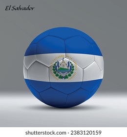 3d realistic soccer ball iwith flag of El Salvador on studio background, Football banner template