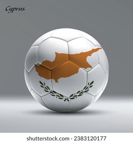 3d realistic soccer ball iwith flag of Cyprus on studio background, Football banner template