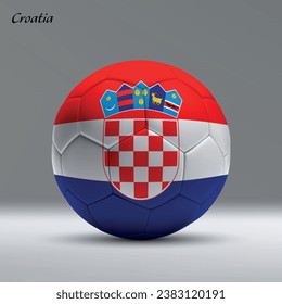 3d realistic soccer ball iwith flag of Croatia on studio background, Football banner template