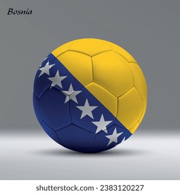 3d realistic soccer ball iwith flag of Bosnia on studio background, Football banner template