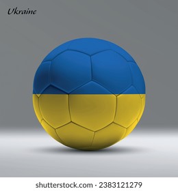 3d realistic soccer ball iwith flag of Ukraine on studio background, Football banner template