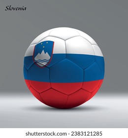 3d realistic soccer ball iwith flag of Slovenia on studio background, Football banner template