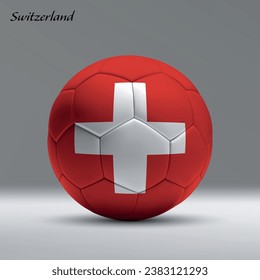 3d realistic soccer ball iwith flag of Switzerland on studio background, Football banner template
