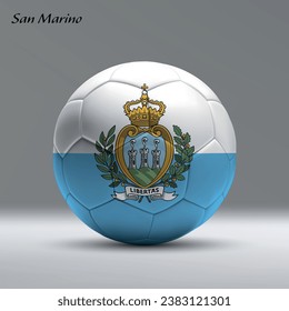 3d realistic soccer ball iwith flag of San Marino on studio background, Football banner template