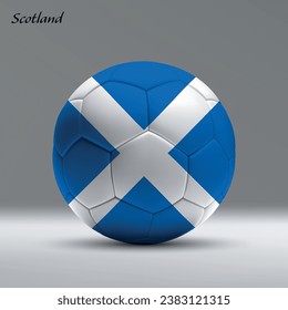 3d realistic soccer ball iwith flag of Scotland on studio background, Football banner template