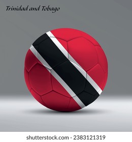 3d realistic soccer ball iwith flag of Trinidad and Tobago on studio background, Football banner template