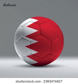 3d realistic soccer ball iwith flag of Bahrain on studio background, Football banner template