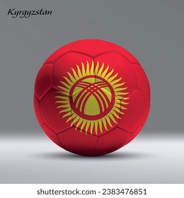 3d realistic soccer ball iwith flag of Kyrgyzstan on studio background, Football banner template