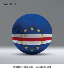 3d realistic soccer ball iwith flag of Cape Verde on studio background, Football banner template