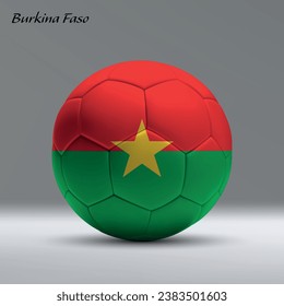3d realistic soccer ball iwith flag of Burkina Faso on studio background, Football banner template