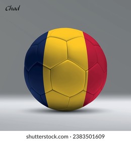3d realistic soccer ball iwith flag of Chad on studio background, Football banner template