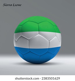 3d realistic soccer ball iwith flag of Sierra Leone on studio background, Football banner template